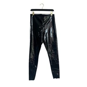 Commando Black Faux Patent Leather Leggings SLG25 High Shine Vinyl XL NEW
